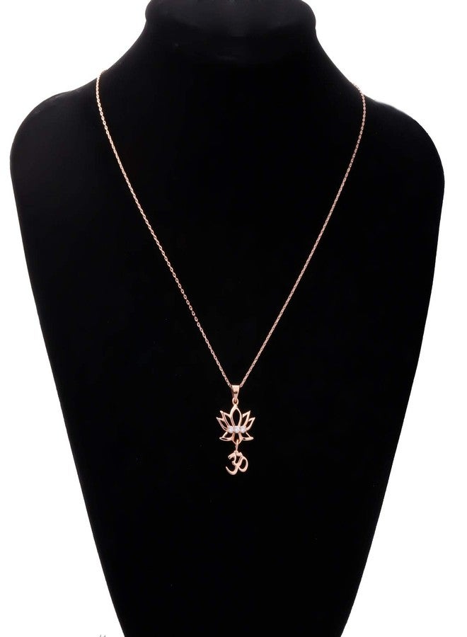 bobauna Yoga Lotus Flower Aum Om Ohm Sanskrit Symbol Pendant Necklace Spiritual Jewelry Gift For Yogi Yoga Lover (Lotus Om necklace RG) - Image 5